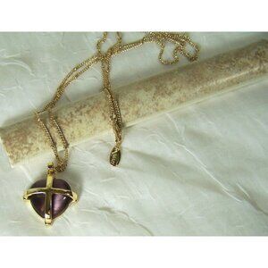 Alexa's Angels Purple Cat's Eye 18k Gold Plated 30" Chain Necklace